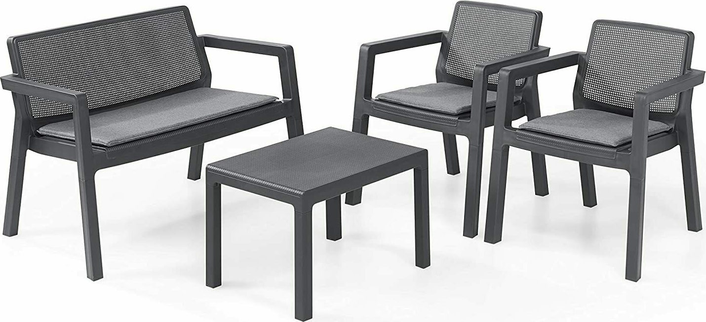 Σετ Κήπου 4τμχ Emily Lounge Set Graphite (Υλικό: Πολυπροπυλένιο, Χρώμα: Ανθρακί) – keter – emily-lounge-set