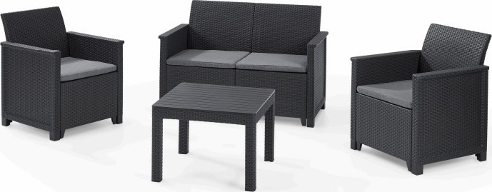 Σετ Κήπου 4τμχ Emma Lounge Set Graphite (Υλικό: Πολυπροπυλένιο, Χρώμα: Ανθρακί) – keter – emma-lounge-set