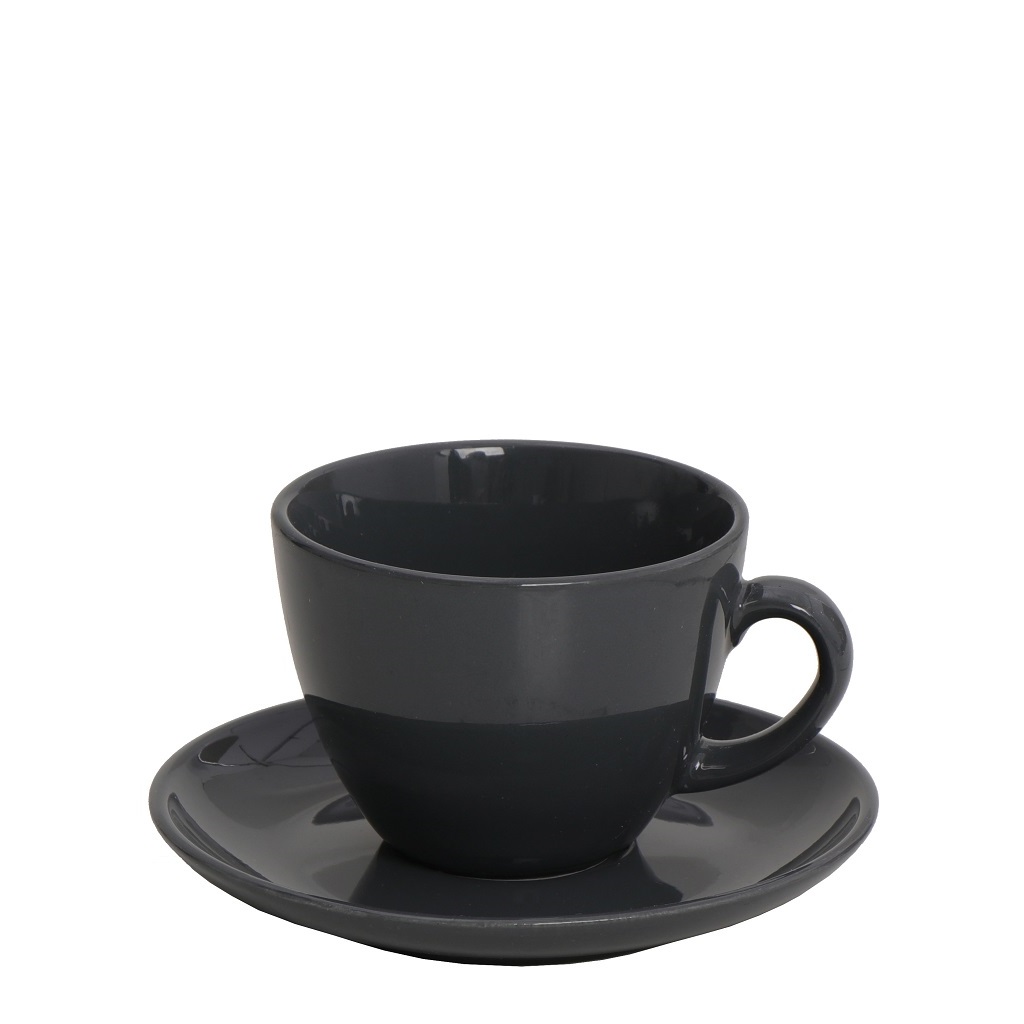 Φλυτζάνι Με Πιατάκι Cappuccino Stoneware Essentials ESPIEL 220ml OWB102K6 (Χρώμα: Ανθρακί, Υλικό: Stoneware) – ESPIEL – OWB102K6