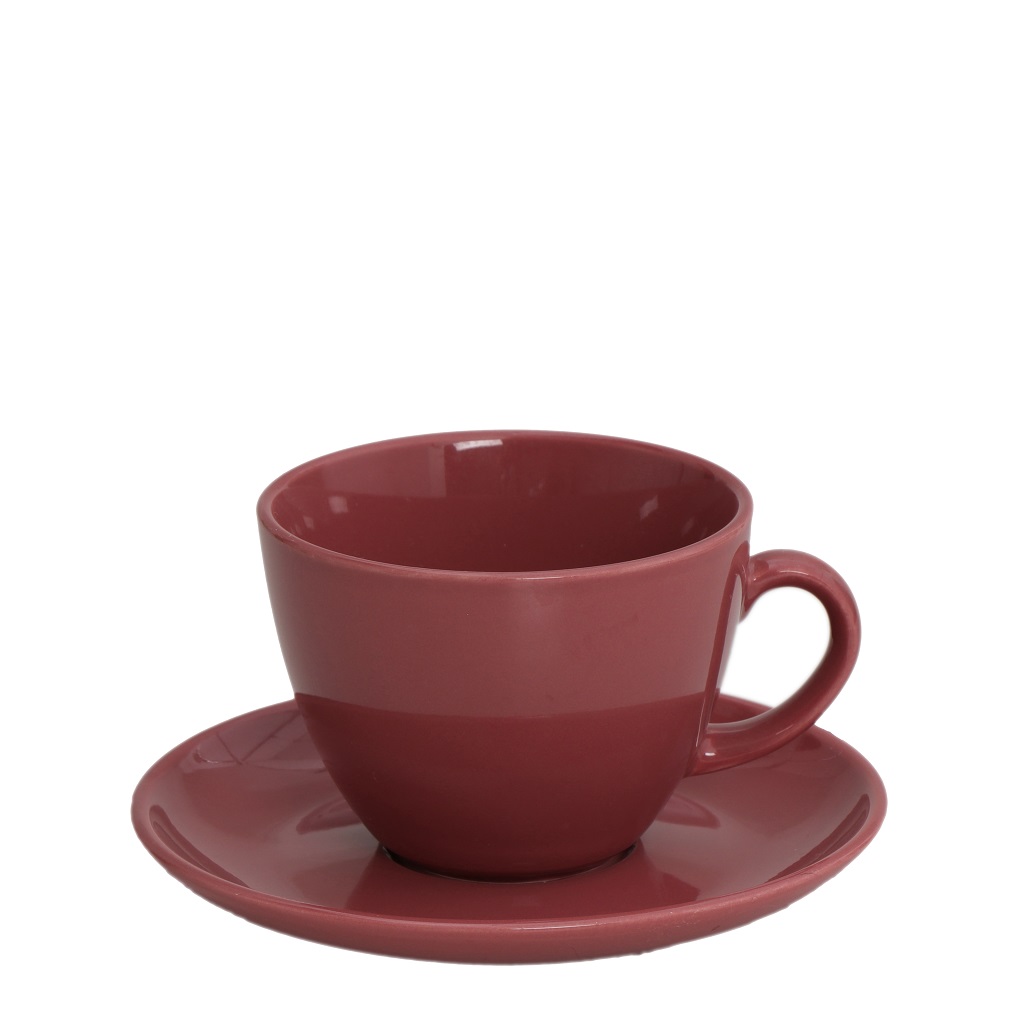 Φλυτζάνι Με Πιατάκι Cappuccino Stoneware Essentials ESPIEL 220ml OWD102K6 (Σετ 6 Τεμάχια) (Χρώμα: Ροζ, Υλικό: Stoneware) – ESPIEL – OWD102K6