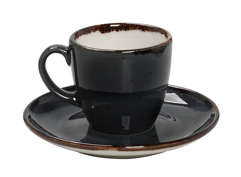 Φλυτζάνι Με Πιατάκι Espresso Πορσελάνης 90ml Terra Grey ESPIEL TLG112K6 (Σετ 6 Τεμάχια) (Υλικό: Πορσελάνη, Χρώμα: Μαύρο) - ESPIEL - TLG112K6 49920