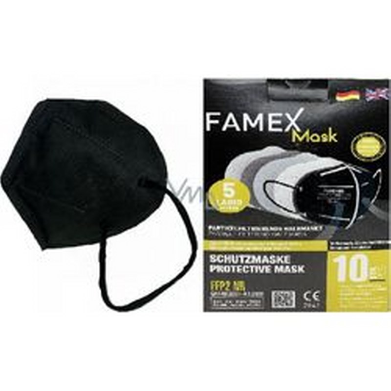 Μάσκα Προστασίας Ενηλίκων Σετ 10τμχ Famex Protective NR FFP2 Μαύρη (Χρώμα: Μαύρο) – OEM – ffp2-adult-black-10