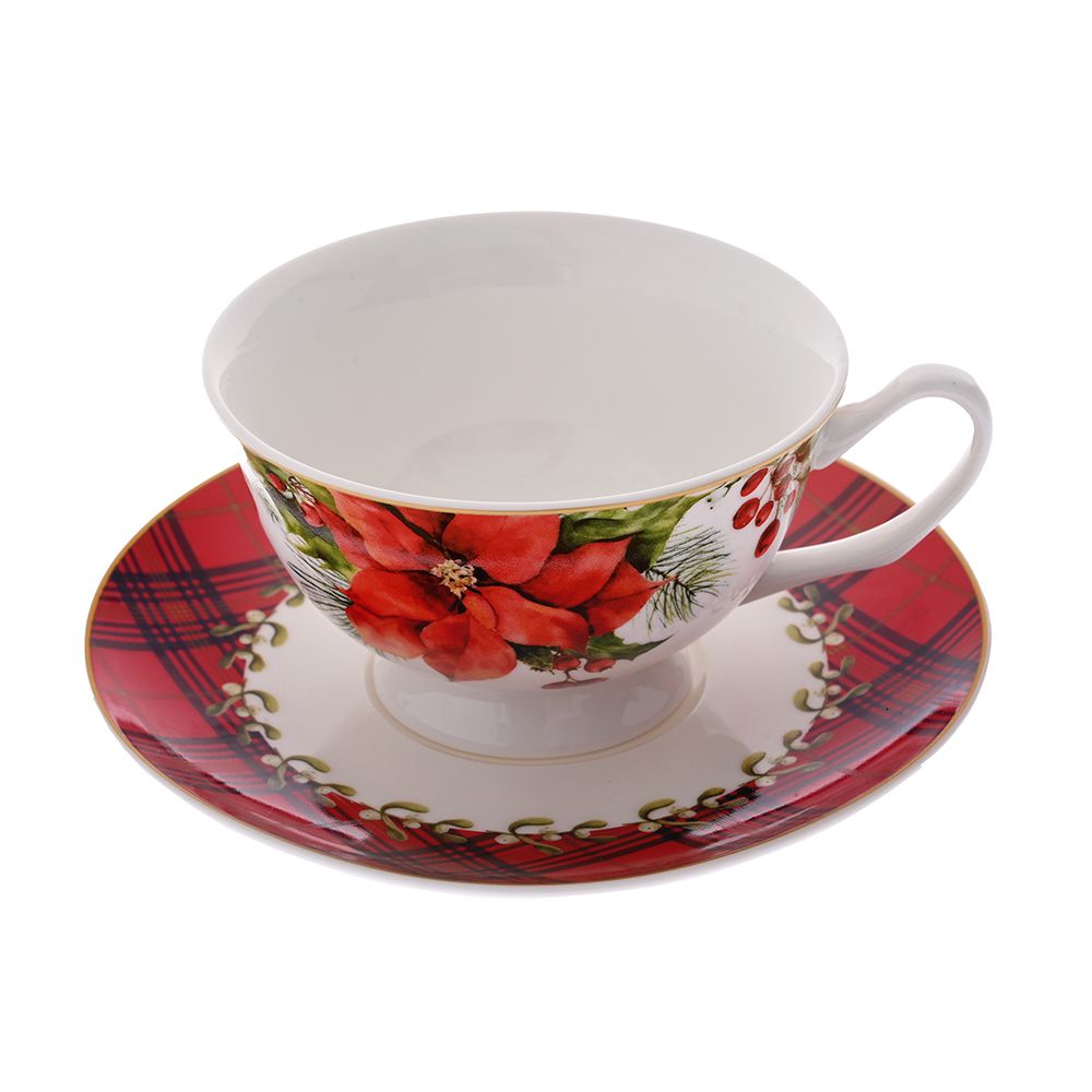 Φλυτζάνι Τσαγιού Πορσελάνης Poinsettia iliadis 220ml New Bone China 79876 (Σετ 6 Τεμάχια) (Υλικό: Πορσελάνη) – Iliadis – il_79876