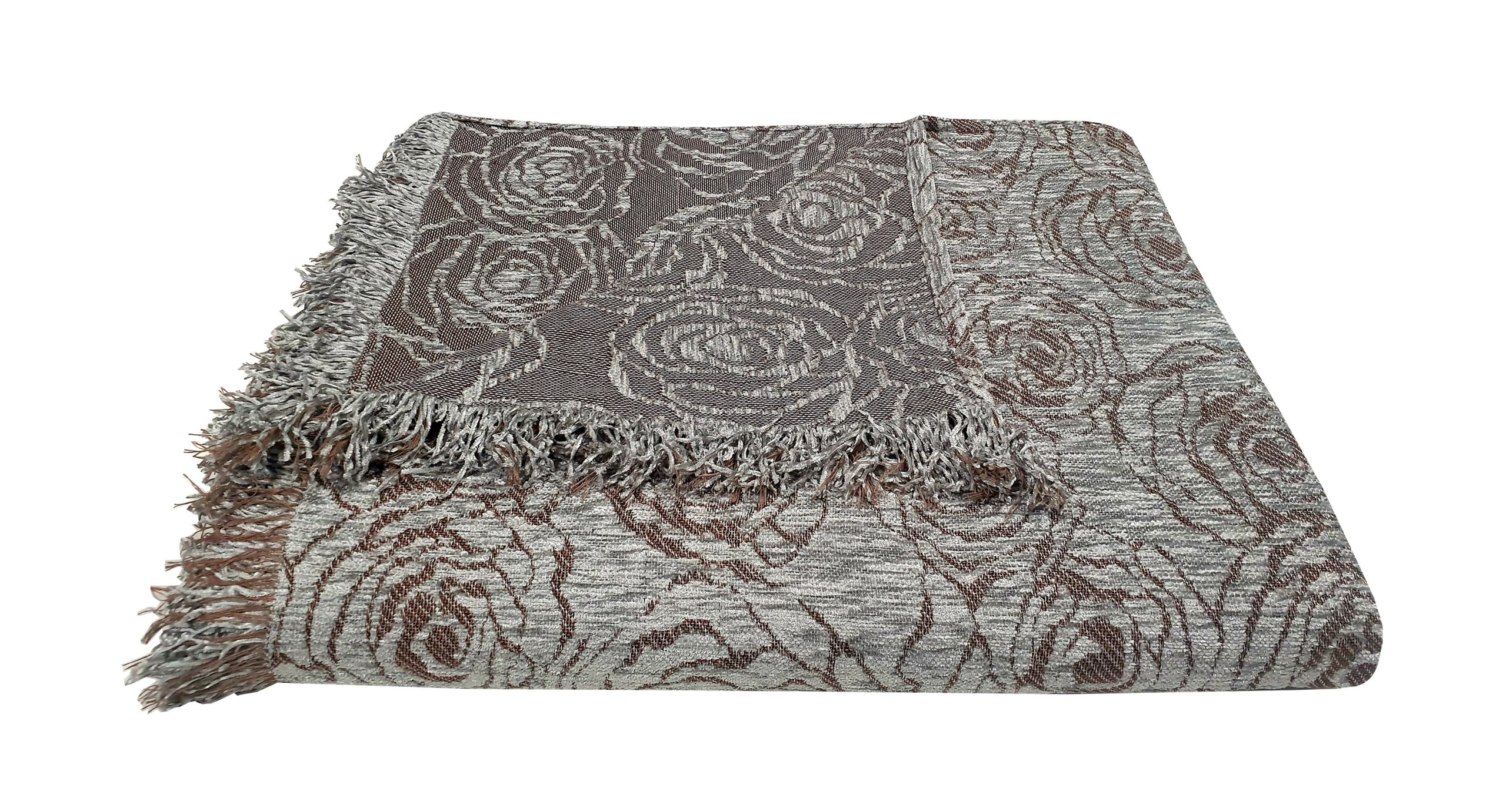 Ριχτάρι Acrylic-Polycotton Πολυθρόνας 180×180εκ. Σενίλ Rose Light Grey Komvos Home (Χρώμα: Γκρι, Ύφασμα: 55% Acrylic-25% Cotton-20% Polyester) – KOMVOS HOME – 7045512-1