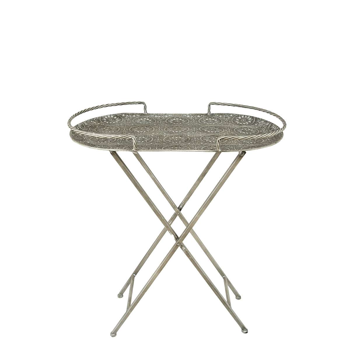 Τραπέζι-Δίσκος Μεταλλικός Λευκός-Ασημί Art Et Lumiere 63x35,5x68εκ. 00449 (Υλικό: Μεταλλικό, Χρώμα: Λευκό) - Art Et Lumiere - lumiere_00449 137606