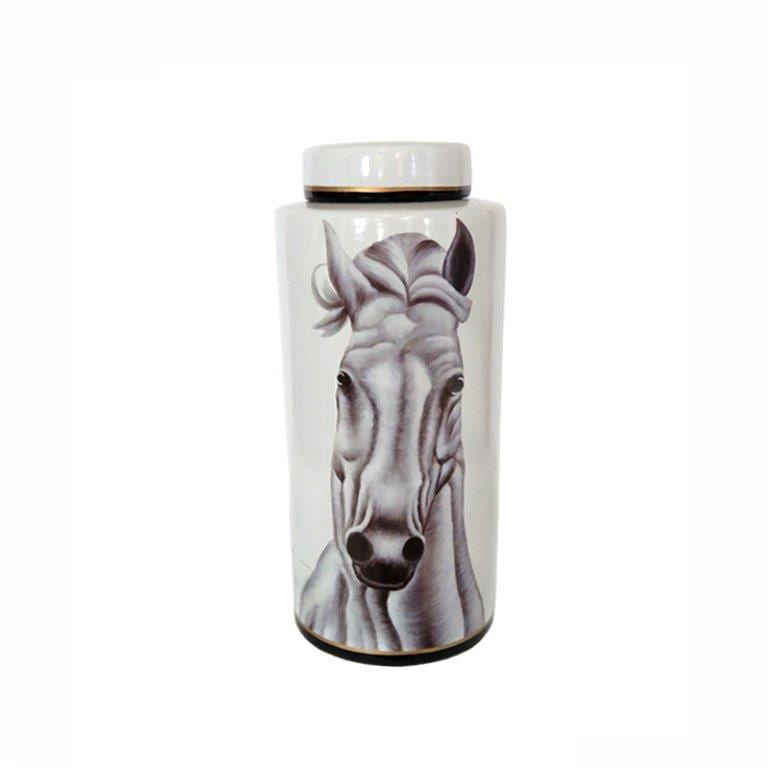 Βάζο Κεραμικό Άλογο Με Καπάκι Λευκό-Μαύρο Art Et Lumiere 15x36εκ. 05885 (Υλικό: Κεραμικό, Χρώμα: Λευκό) - Art Et Lumiere - lumiere_05885 138782
