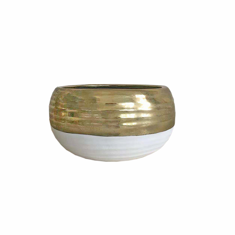 Διακοσμητικό Μπωλ Κεραμικό Χρυσό-Λευκό Art Et Lumiere 23,5×12εκ. 10577 (Υλικό: Κεραμικό, Χρώμα: Λευκό) – Art Et Lumiere – lumiere_10577