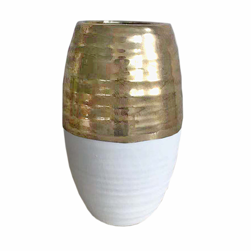 Βάζο Κεραμικό Χρυσό-Λευκό Art Et Lumiere 23×33,5εκ. 10580 (Υλικό: Κεραμικό, Χρώμα: Λευκό) – Art Et Lumiere – lumiere_10580
