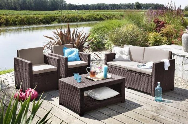 Σετ Κήπου 4τμχ Wicker Monaco Lounge Set Brown – Allibert – monaco-lounge-set-brown